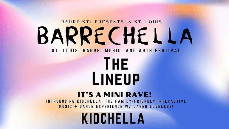 A Barrechella flyer banner featuring a gradient background in shades of blue, orange, and pink.