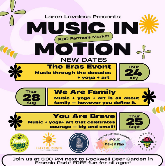 FREE Music in Motion Summer Series – Music, Family Yoga & Art
