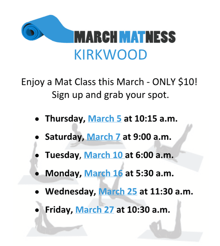 March Matness, Kirkwood – Mat Pilates Pop Up